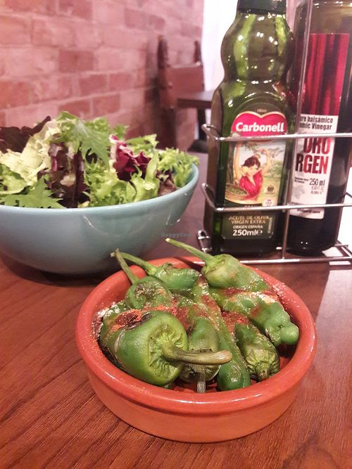 Salad (only lettuce) and grilled peppers. at FAMA Aperitif Bar in Benalmadena