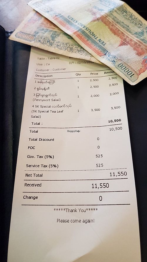 Bill at Shan Kitchen in Yangon