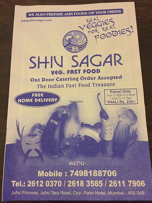 Menu at Shiv Sagar - Juhu Tara Rd in Mumbai