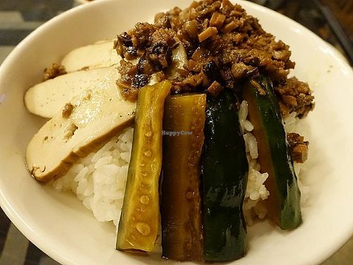 cucumber, bean curd and rice  at Veggie Mind Cafe in Xiamen