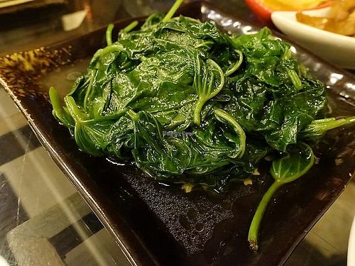 Fresh green vegetables at Veggie Mind Cafe in Xiamen