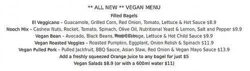 Vegan Menu at Five Points Cafe in Melbourne