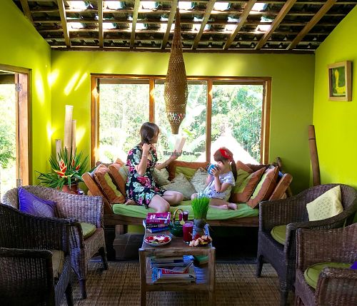 The lodge restaurant at Sarinbuana Eco Lodge in Tabanan