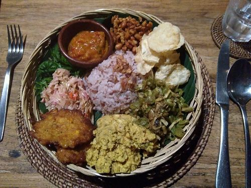 nasi campur at Sarinbuana Eco Lodge in Tabanan
