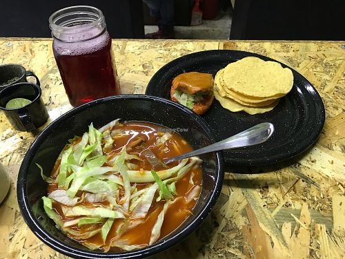 Vegan pozole (daily special) at Urban Veggie in Mexico City