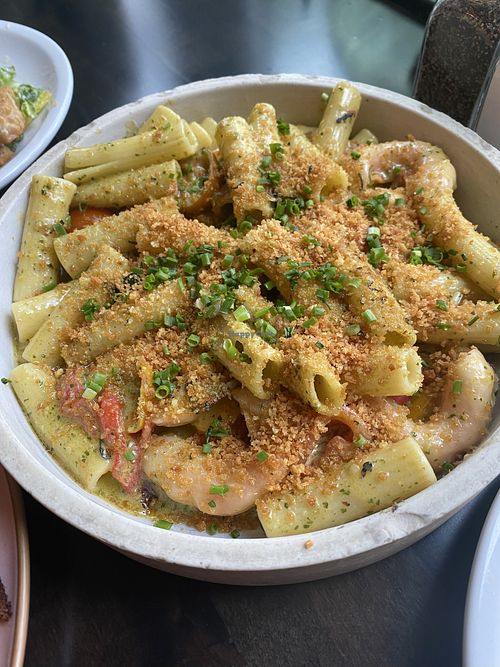 Vegan shrimp pesto  at Flora in West Hartford