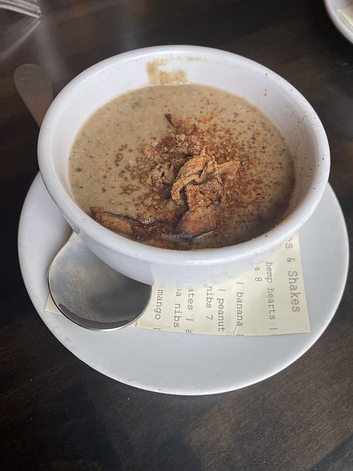 Cream of mushroom with crispy shiitake   at Flora in West Hartford