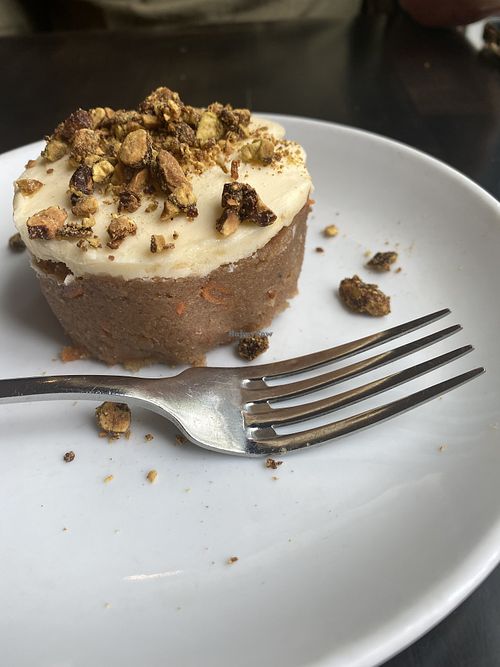 Raw carrot cake  at Flora in West Hartford