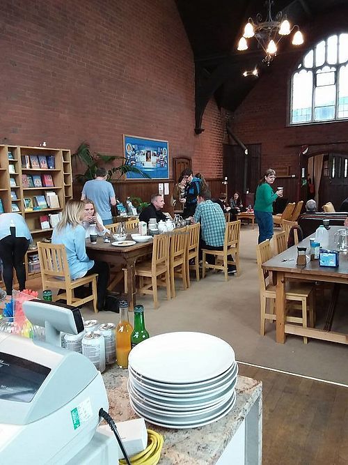The cafe after a meditation event at World Peace Cafe in Huddersfield