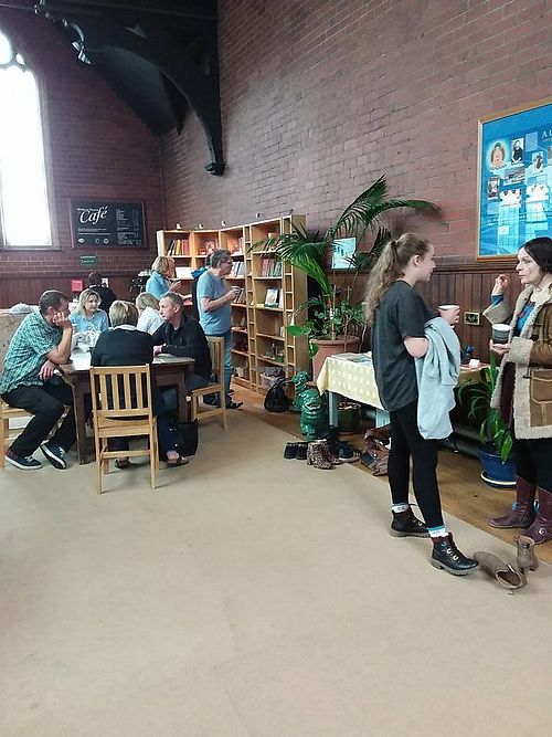 The cafe space at World Peace Cafe in Huddersfield