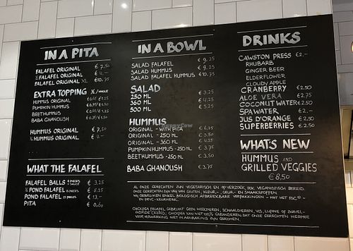Menu at Chickpea in Haarlem