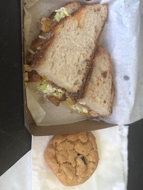 Vegan Reuben and cookie  at Joe's Sandwich Bar in Sydney