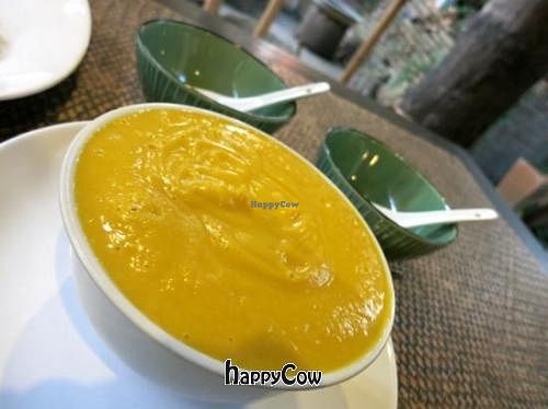 Creamy Vegan Pumpkin Soup at TianZi Tea House and Garden in Chiang Mai