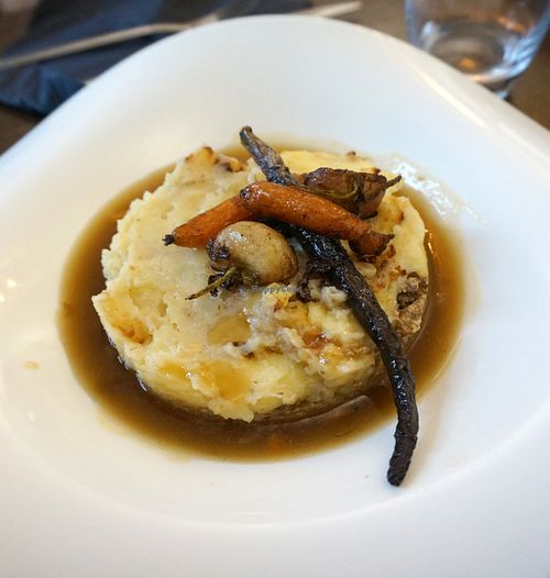 Parmentier of potatoes, lentils and champignons at Like An Elephant in Lyon