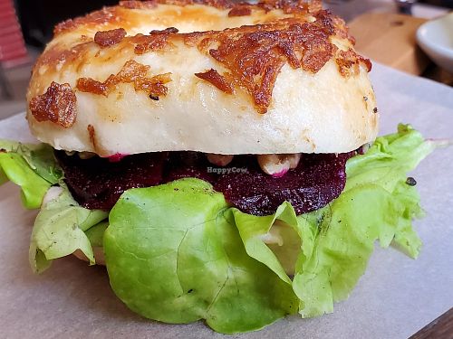 Onion beet bagel at Beigelistai  in Vilnius