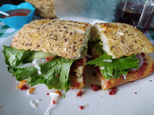 Chapata con chorizo at Boris Vegan Club in Mexico City