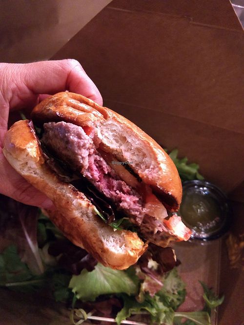 Impossible Burger! A notch upscale from A&W Beyond Burger. Burger King lower Patty is still doable but McDonald's veggie Patty taste like cardboard at Beelman's in Los Angeles
