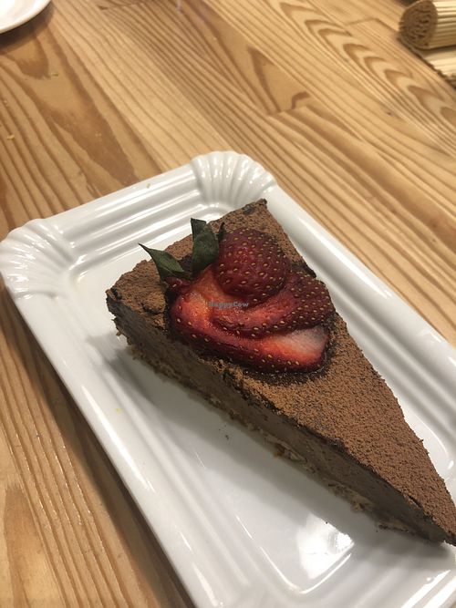 raw chocolate cake at Peas in Athens