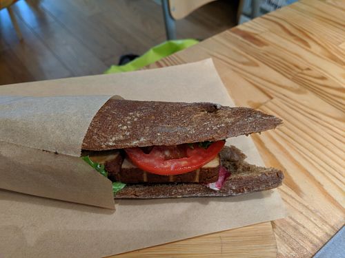 smoked-tofu sandwich at Peas in Athens