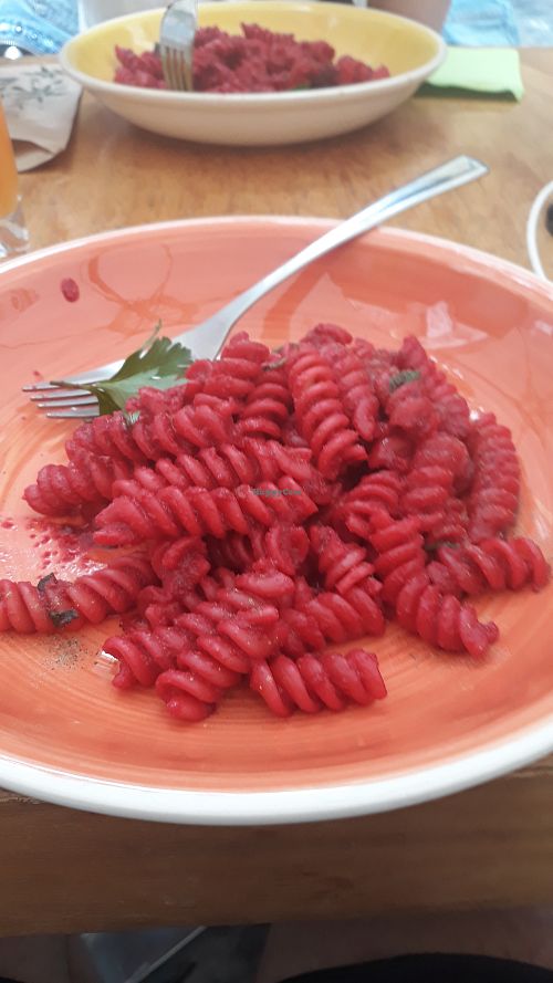 Fusilis a la remolacha! at Fruit' n co Vitamina Bar in Gran Canaria