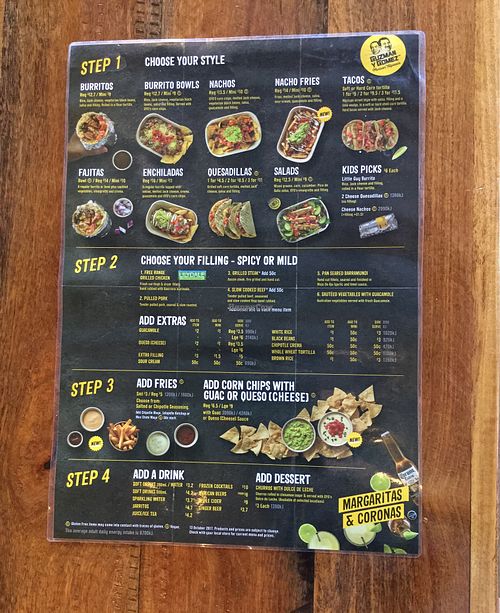 menu at Guzman y Gomez in Toowoomba