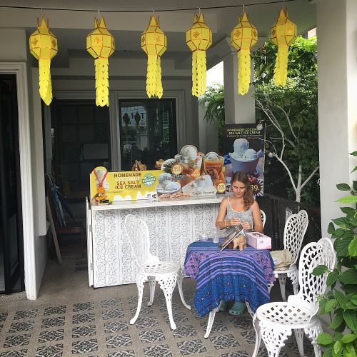 Outside. (more seating inside the boutique hotel) at Coco Mango The Garden in Chiang Mai