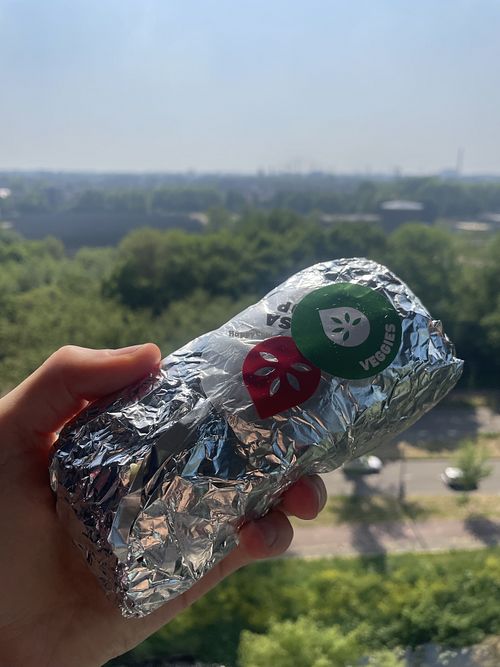 baby veggie burrito (no cheese, no sour cream). yummy    at Salsa Shop in Utrecht