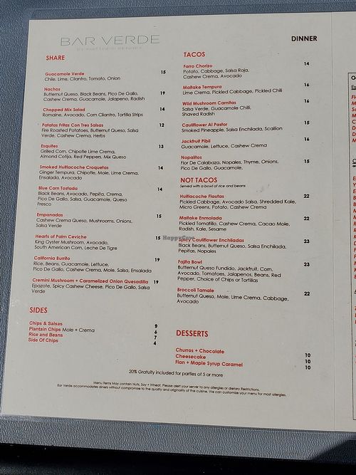 Bar Verde New York City New York Restaurant HappyCow