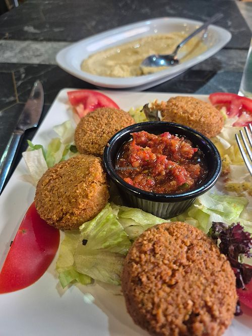Falafel portion with salsa and hummos. at Galatalife in Istanbul