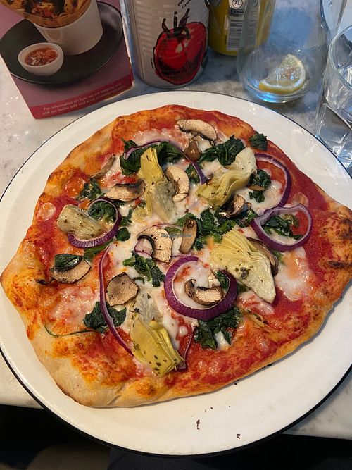 Vegan pizza at Pizza Express in Edinburgh
