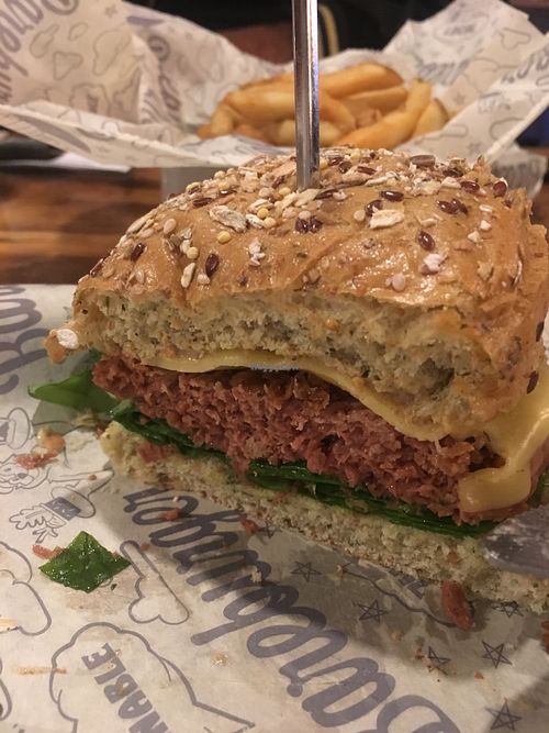 Beyond meat burger at Bareburger in Astoria