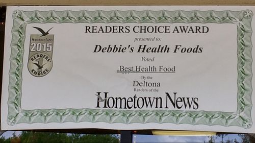 Award at Debbies Health Foods in Orange City