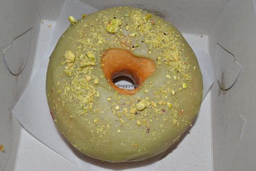 Pistachio donut at Vegan Food & Sweet Bar in Brno