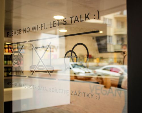 no wifi :-) at Vegan Food & Sweet Bar in Brno