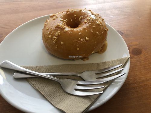 sweet caramel donut at Vegan Food & Sweet Bar in Brno