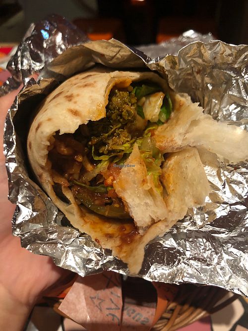 Burrito without sour cream, with black beans soy chicken, soy cheese, extra hot,  at Cali-Mex - Central in Hong Kong Island