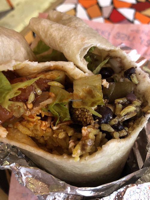 Vegan burrito (with black beans, soy cheese and vegan chicken) at Cali-Mex - Central in Hong Kong Island