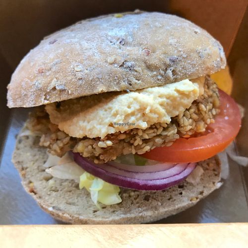 Vegan falafel and houmous burger at Clean Cut Kitchen in Nottingham