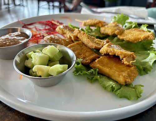 Chick’n Satae  at Something Vegan in Toluca Lake