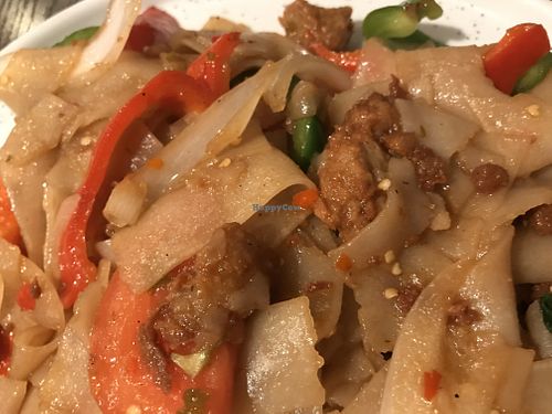 Spicy noodles, soy chickun at Something Vegan in Toluca Lake