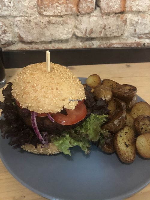 vegan burger  at Fabrik Food Factory in Brno