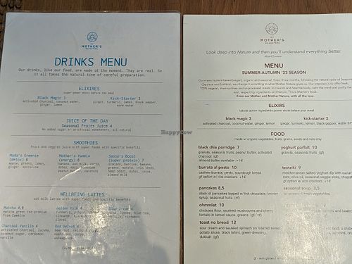 Menu at My Mother's Daughters  in Lisbon