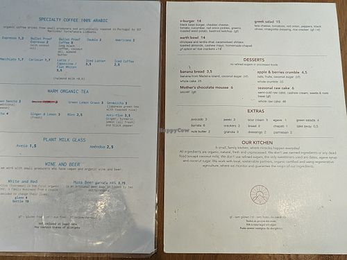 Menu at My Mother's Daughters  in Lisbon