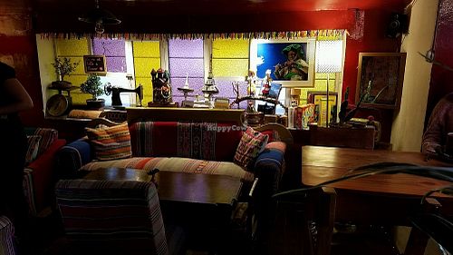 inside seating at Creperia La Boheme in Cusco