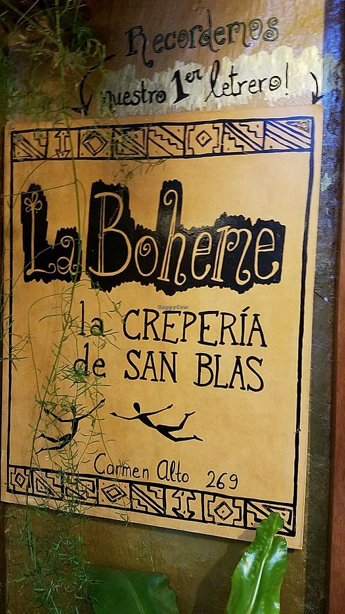 signage at Creperia La Boheme in Cusco
