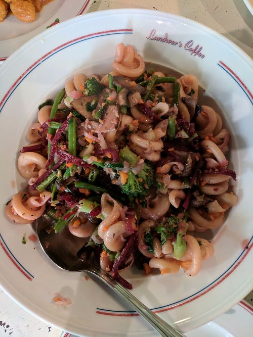 Vegetable pasta at Cafe Landwer in Hod Hasharon