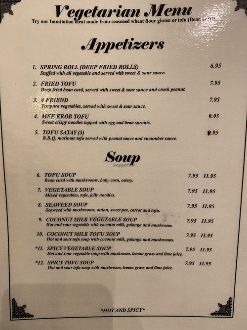 First page of veg part at Thai Classic in Paso Robles