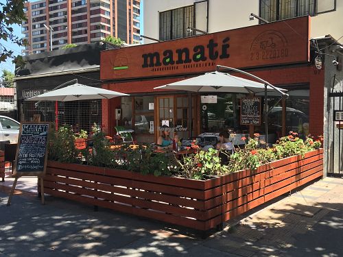 outside  at Manati Vegetariano in Santiago