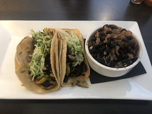 Vegan tacos and black beans & rice at Pure Eatery in Indianapolis