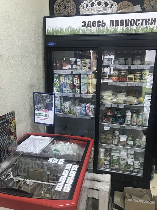 Plant milk, tofu, sausages, hummus, frozen desserts and pizzas  at Eko-Pol'za - Sovetskaya in Irkutsk